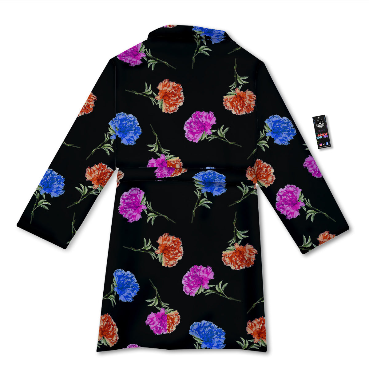 Carnation Watercolor Print Pattern Bathrobe-grizzshop