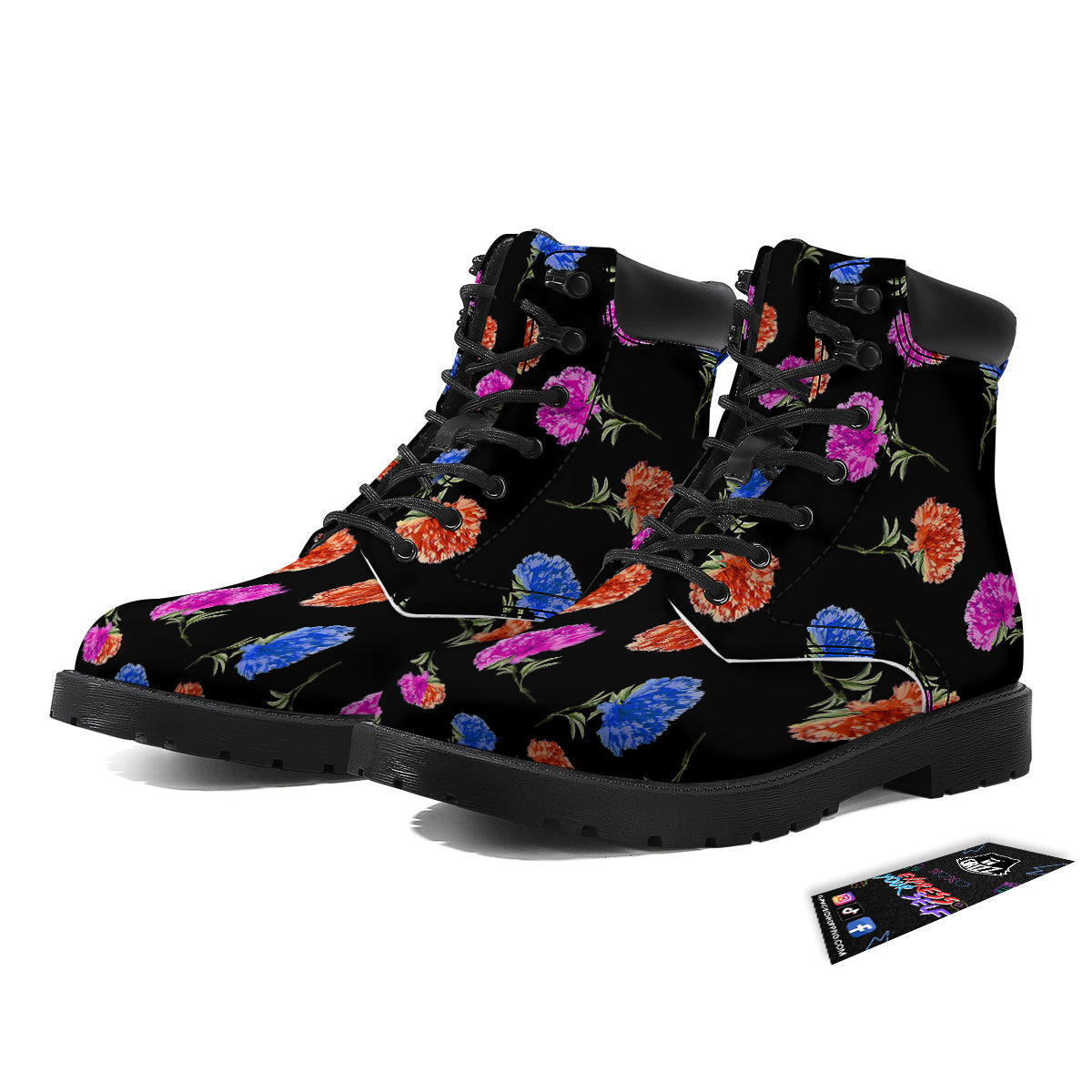 Carnation Watercolor Print Pattern Boots-grizzshop