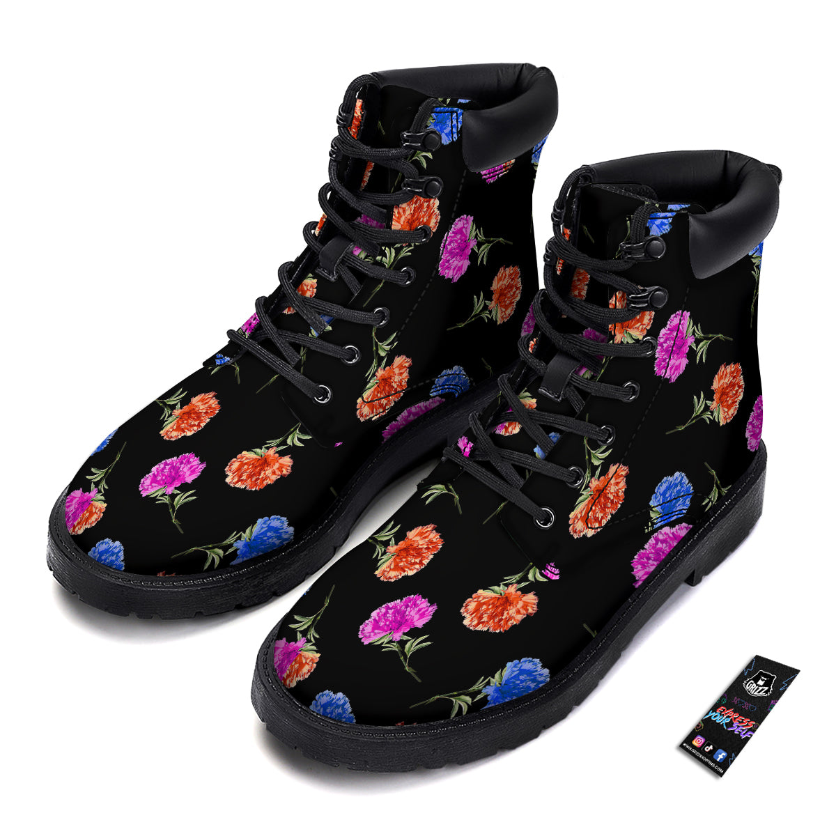 Carnation Watercolor Print Pattern Boots-grizzshop