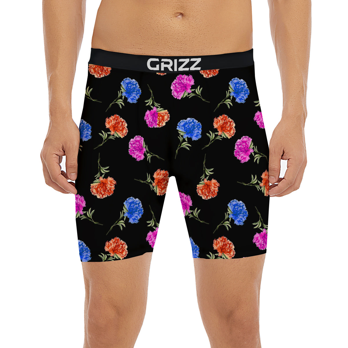 Carnation Watercolor Print Pattern Boxer Briefs-grizzshop