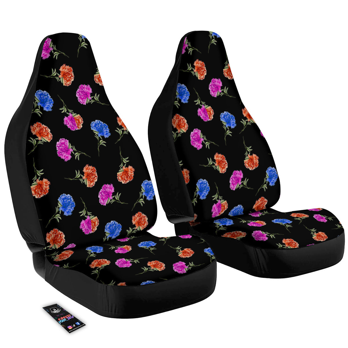 Carnation Watercolor Print Pattern Car Seat Covers-grizzshop