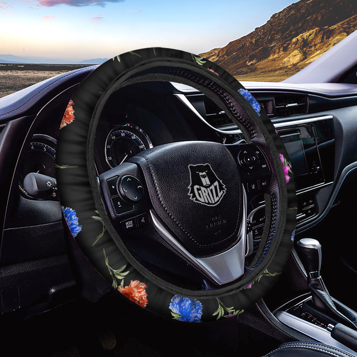 Carnation Watercolor Print Pattern Car Steering Wheel Cover-grizzshop