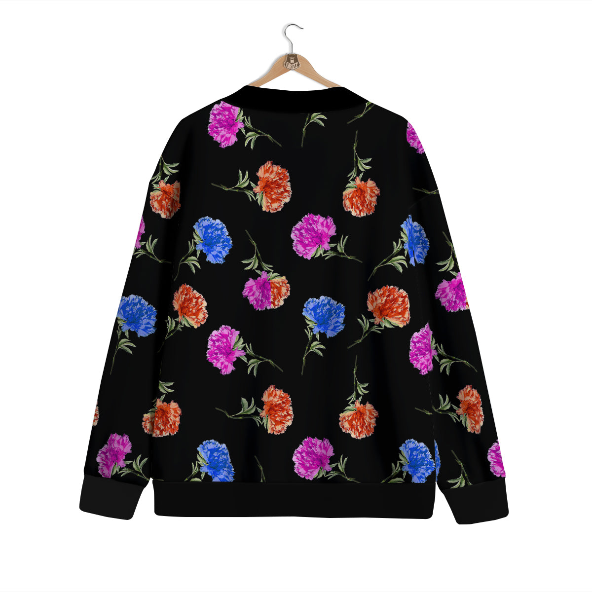 Carnation Watercolor Print Pattern Cardigan-grizzshop