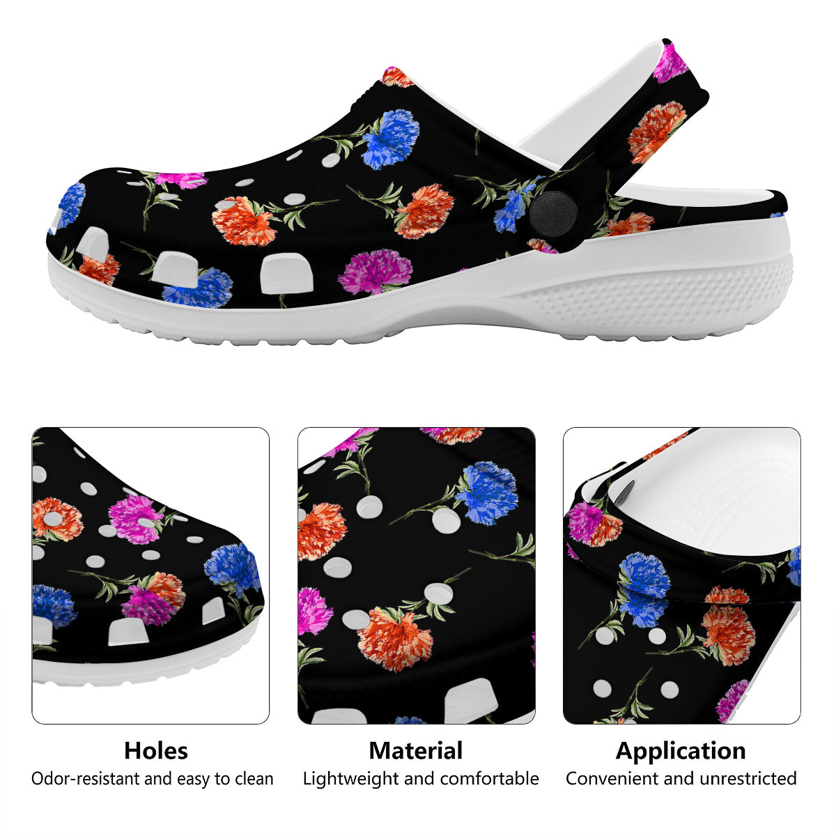 Carnation Watercolor Print Pattern Clog-grizzshop