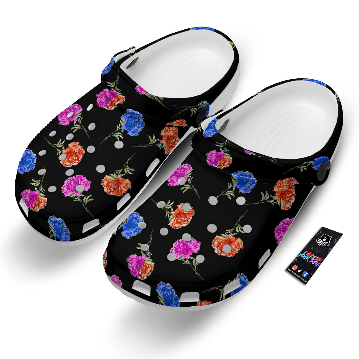 Carnation Watercolor Print Pattern Clog-grizzshop