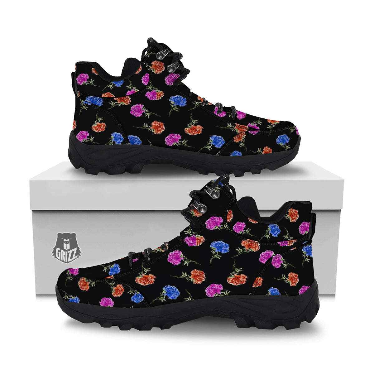 Carnation Watercolor Print Pattern Hiking Shoes-grizzshop
