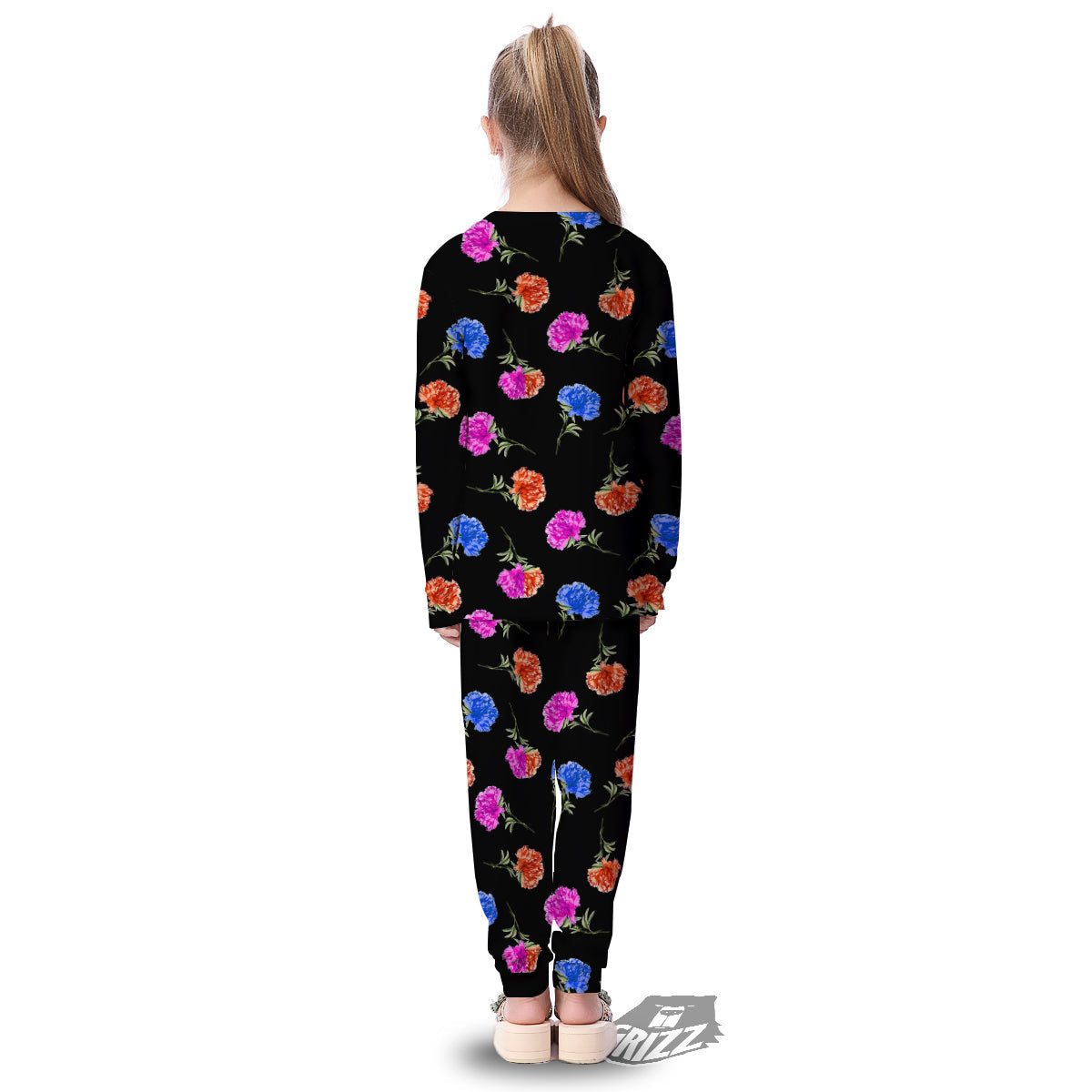 Carnation Watercolor Print Pattern Kid's Pajamas-grizzshop