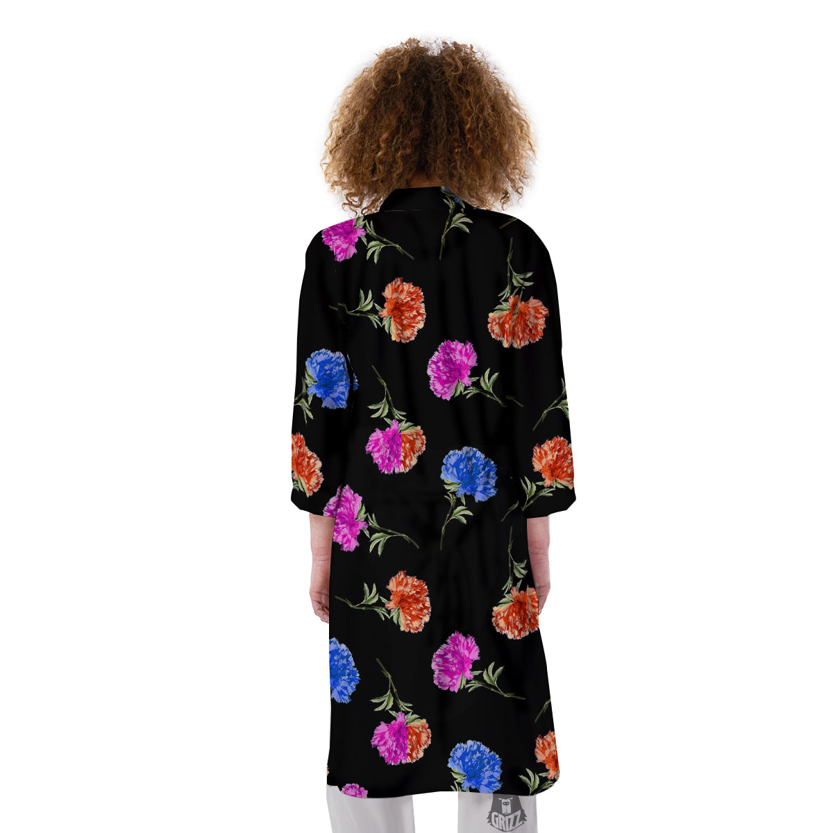 Carnation Watercolor Print Pattern Kimono-grizzshop