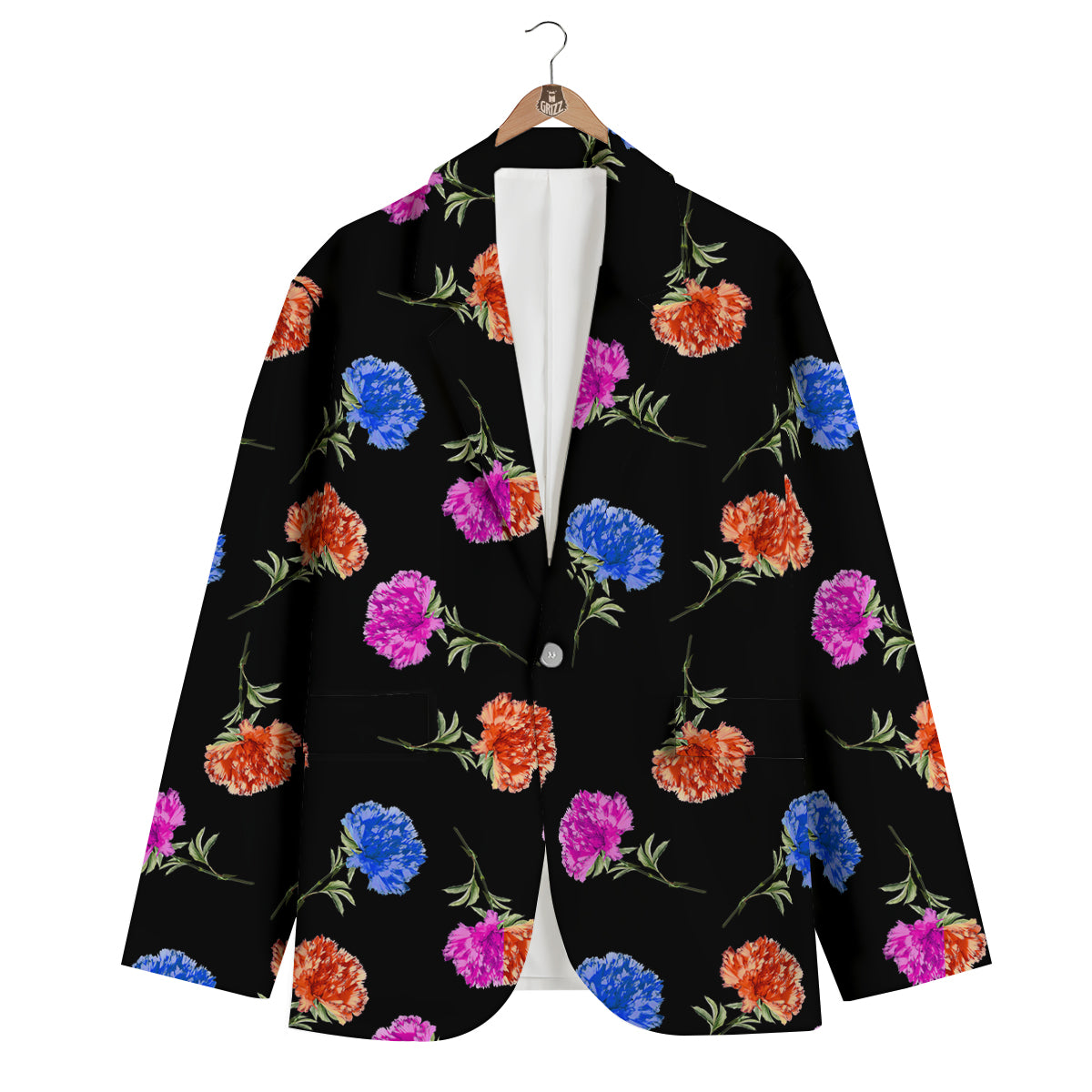 Carnation Watercolor Print Pattern Men's Blazer-grizzshop