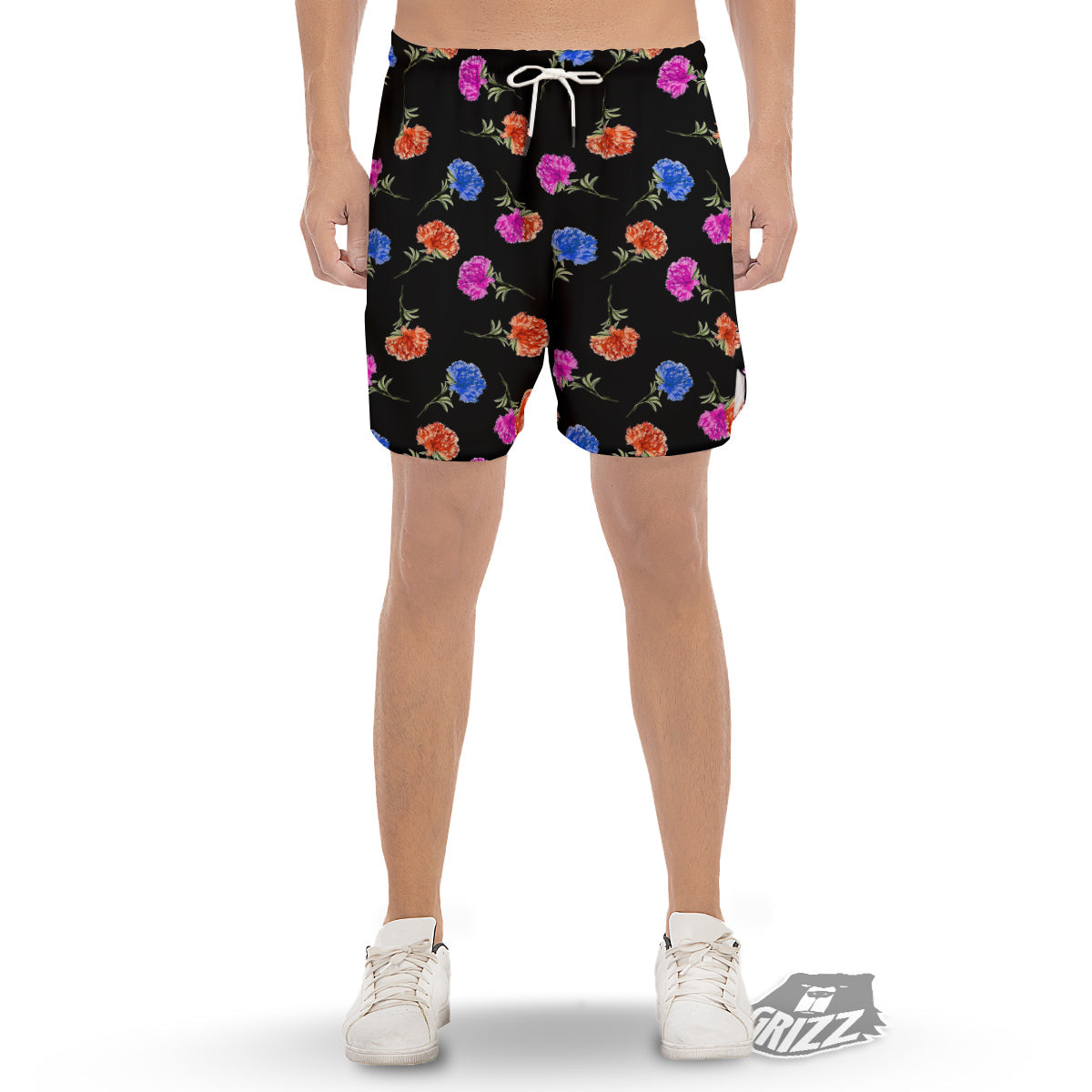 Carnation Watercolor Print Pattern Men's Gym Shorts-grizzshop