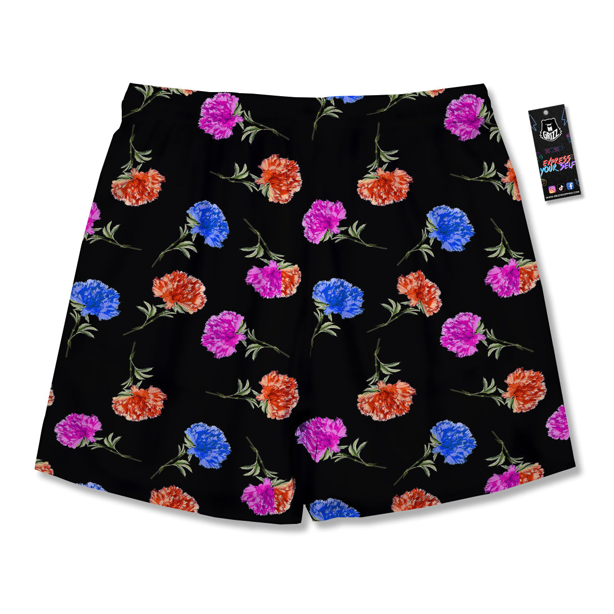 Carnation Watercolor Print Pattern Men's Running Shorts-grizzshop