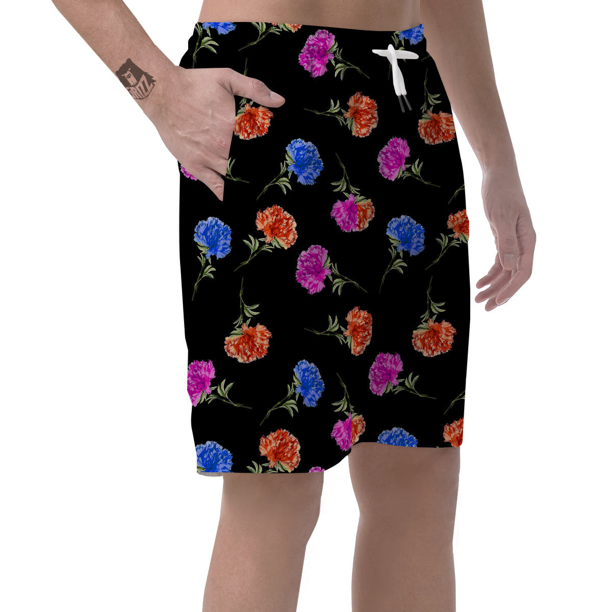 Carnation Watercolor Print Pattern Men's Shorts-grizzshop