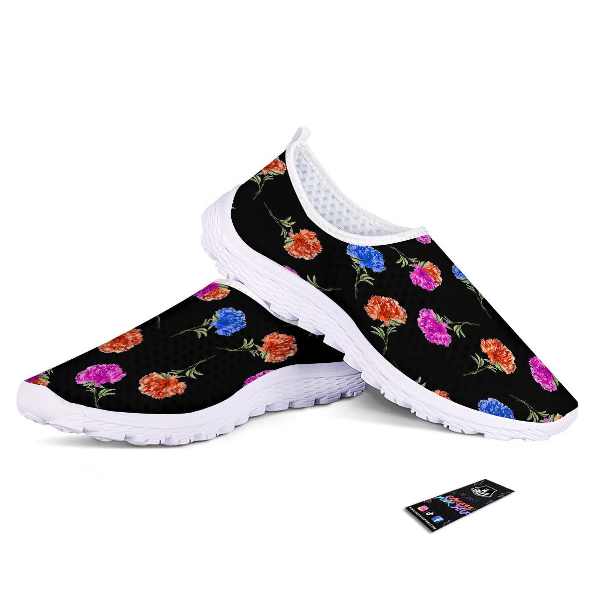 Carnation Watercolor Print Pattern Nurse Shoes-grizzshop