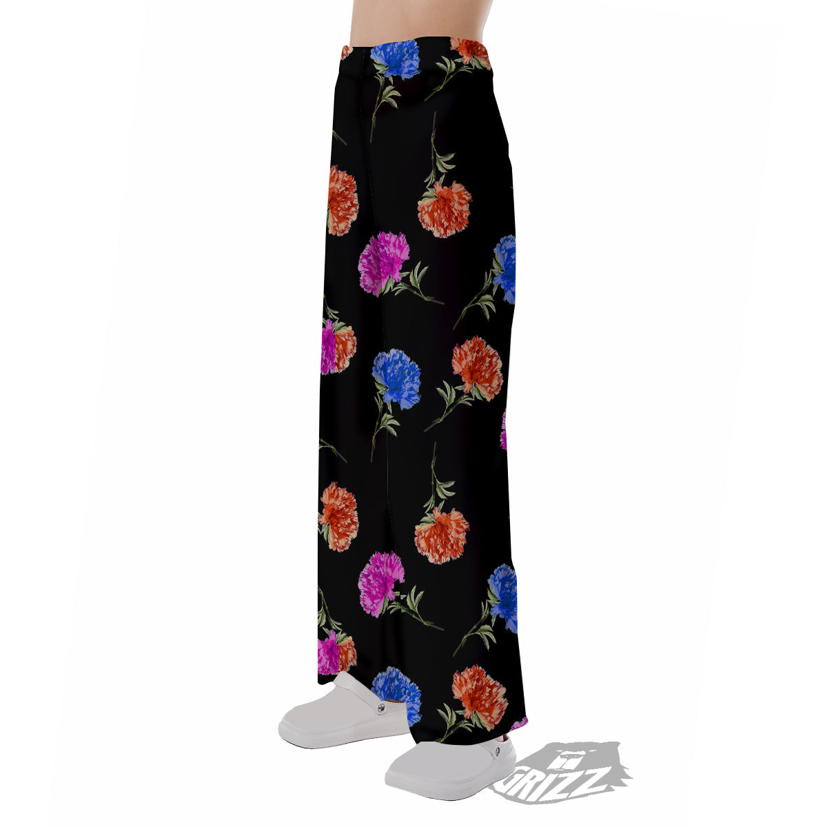 Carnation Watercolor Print Pattern Pajama Pants-grizzshop