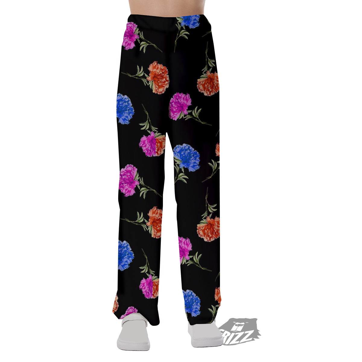 Carnation Watercolor Print Pattern Pajama Pants-grizzshop