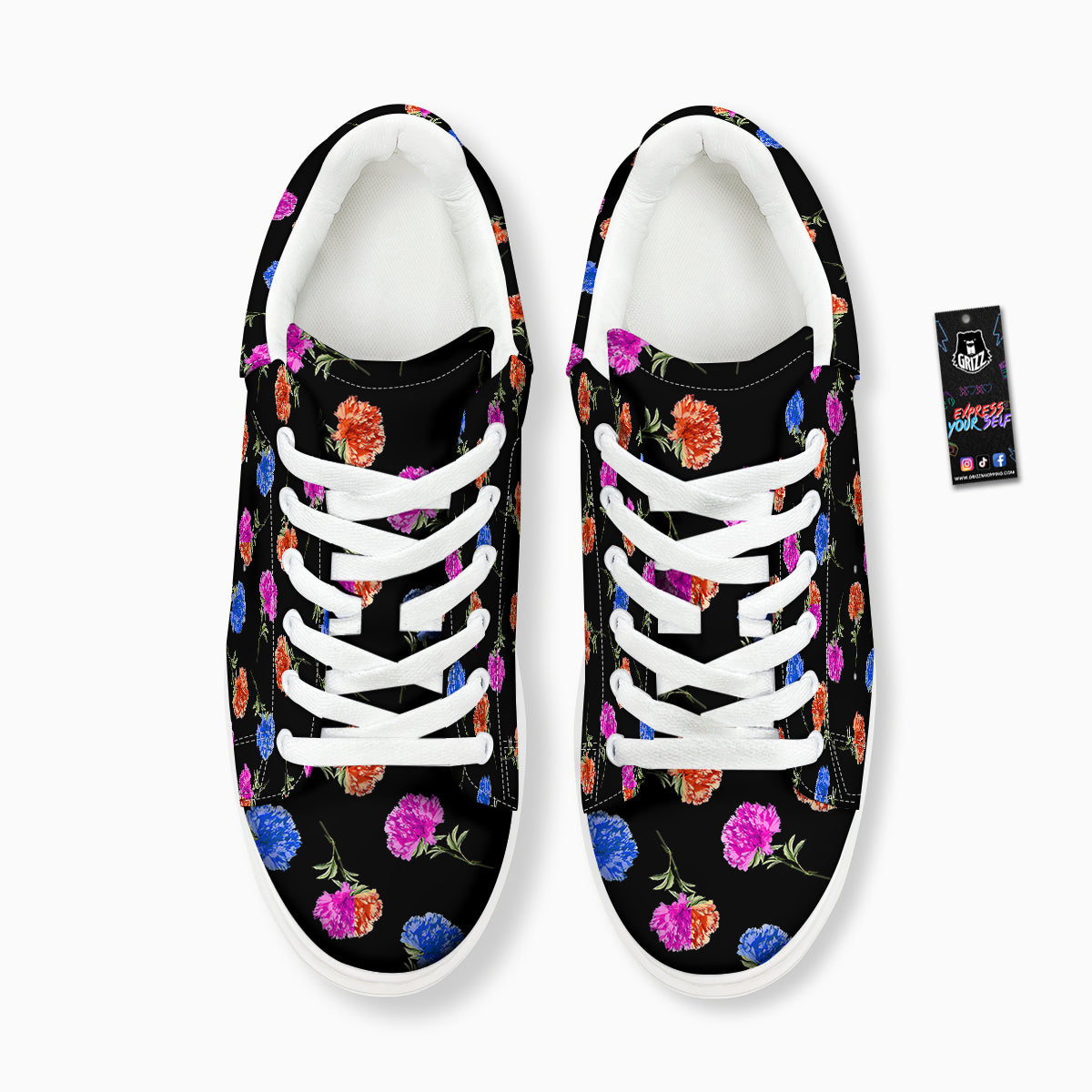 Carnation Watercolor Print Pattern Platform Shoes-grizzshop