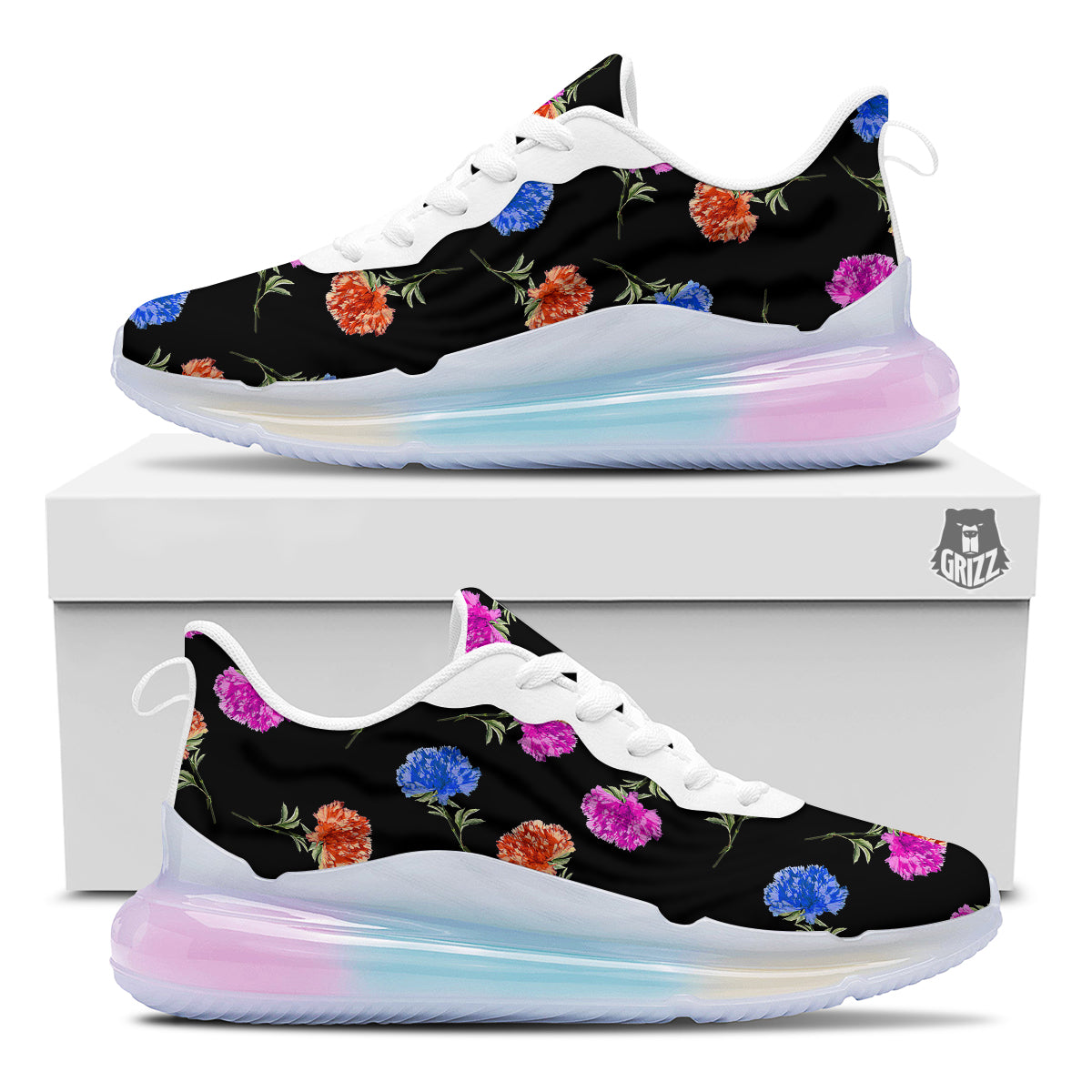 Carnation Watercolor Print Pattern Running Sneakers-grizzshop