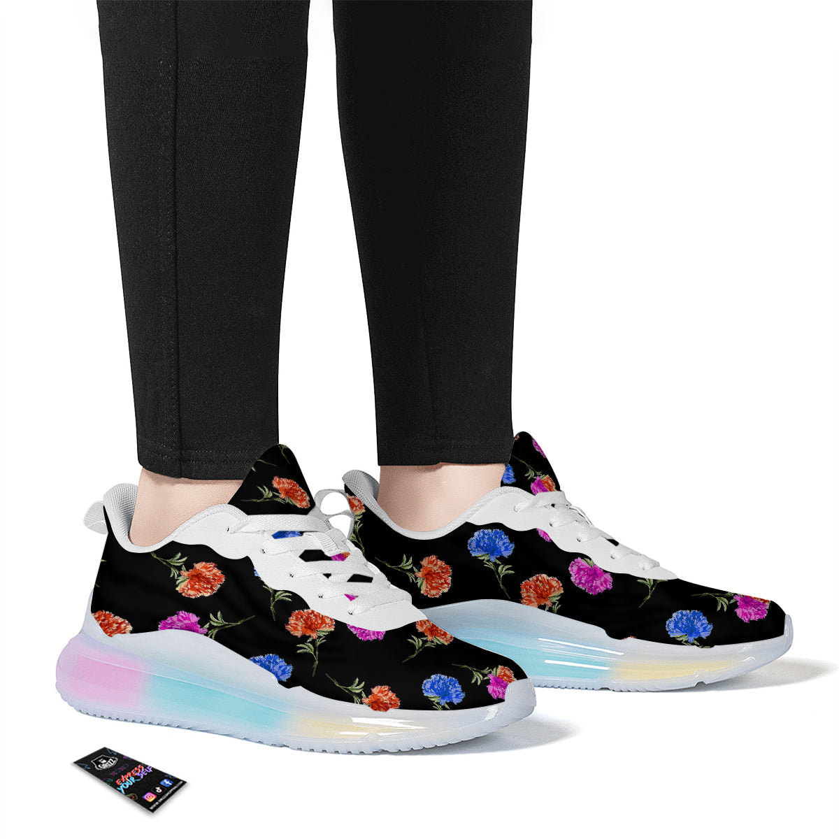 Carnation Watercolor Print Pattern Running Sneakers-grizzshop