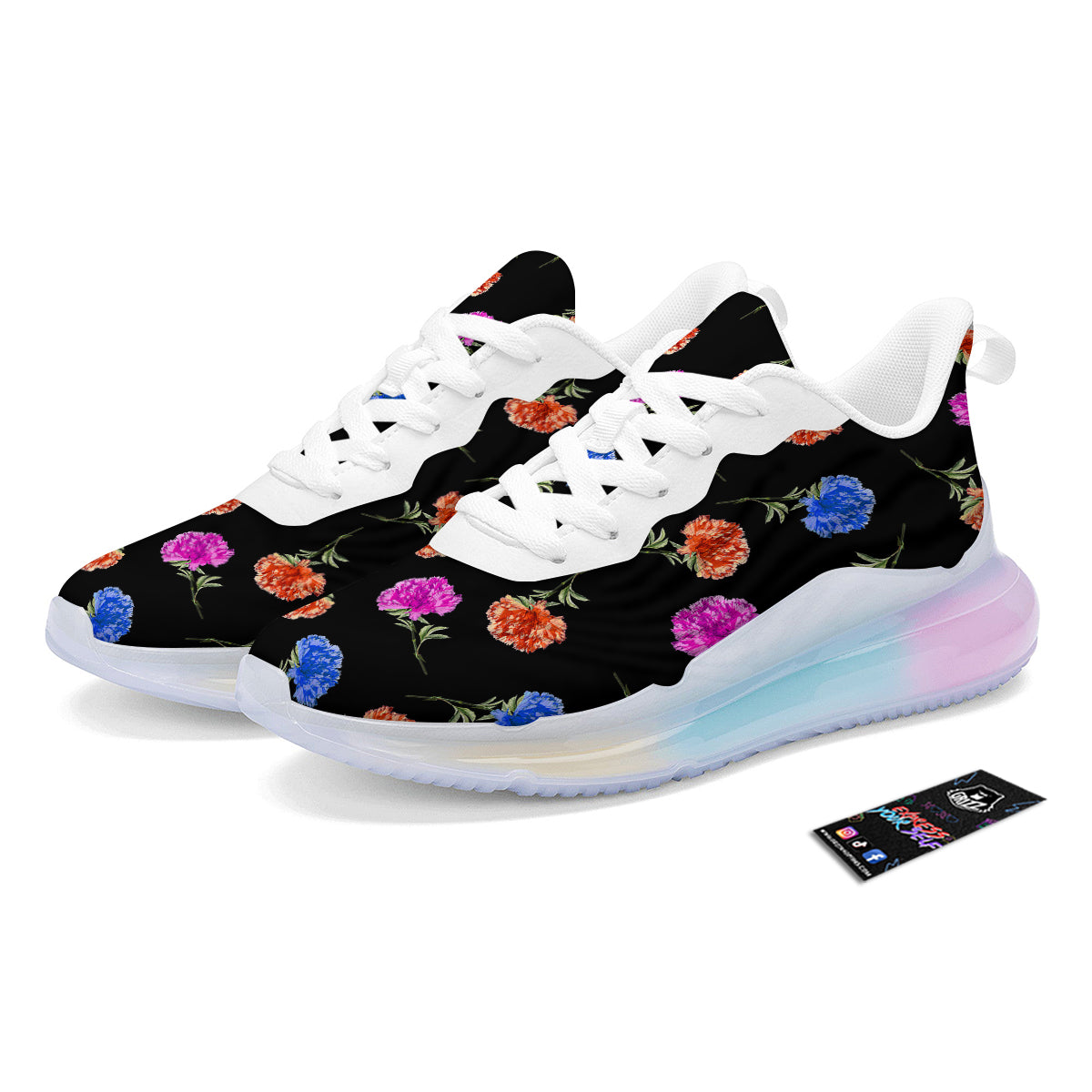 Carnation Watercolor Print Pattern Running Sneakers-grizzshop