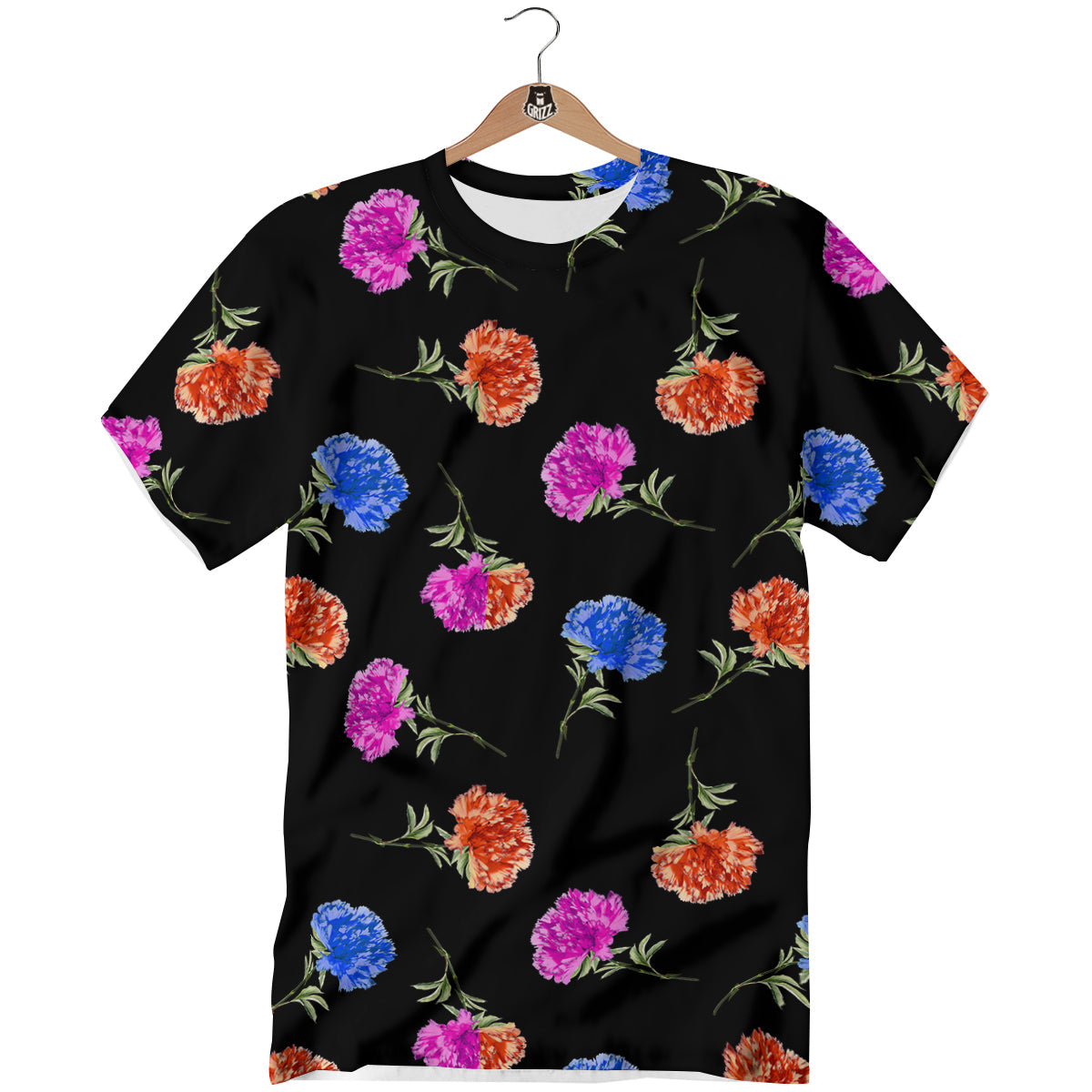 Carnation Watercolor Print Pattern T-Shirt-grizzshop