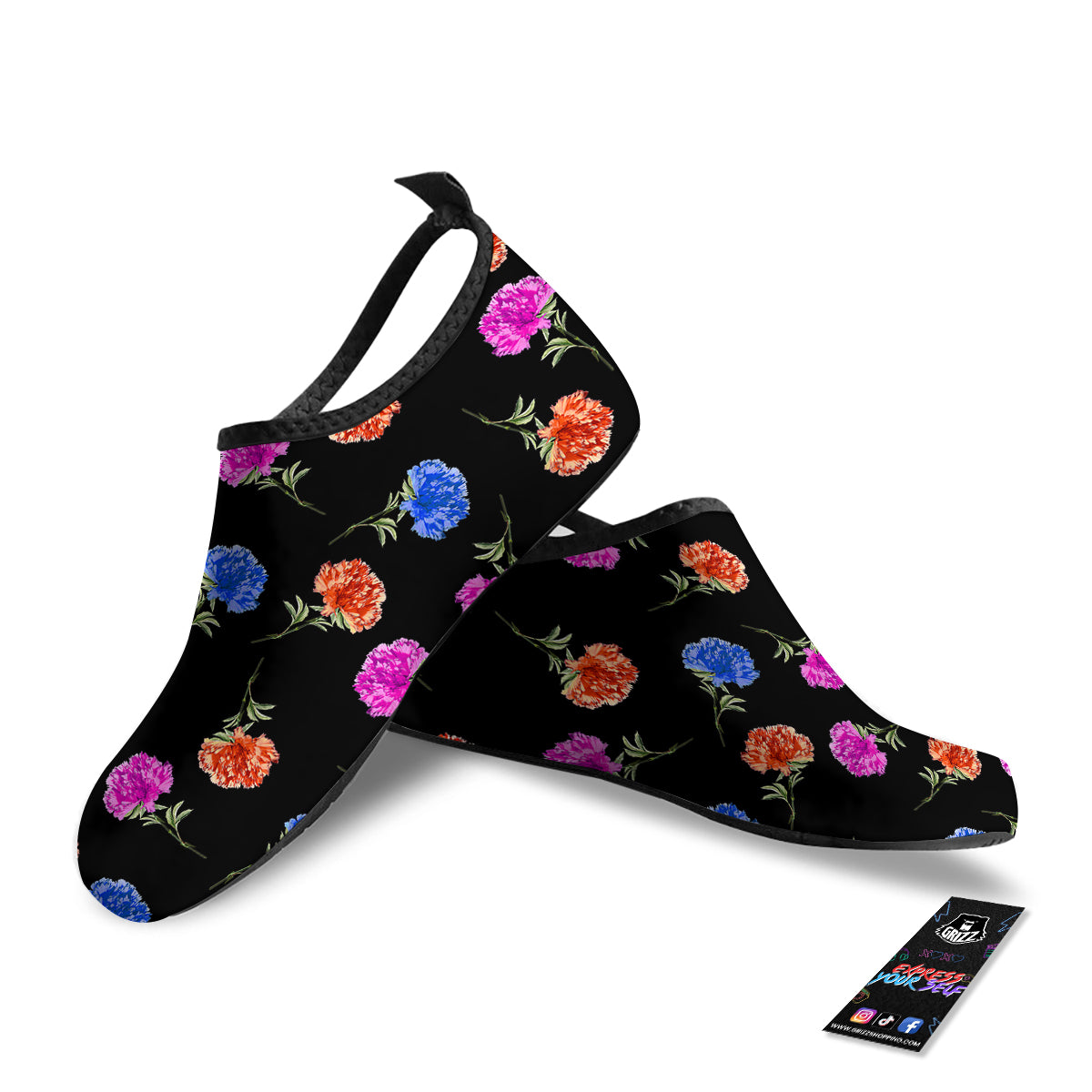 Carnation Watercolor Print Pattern Water Shoes-grizzshop