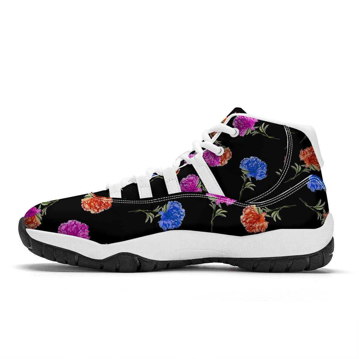 Carnation Watercolor Print Pattern White Bball Shoes-grizzshop