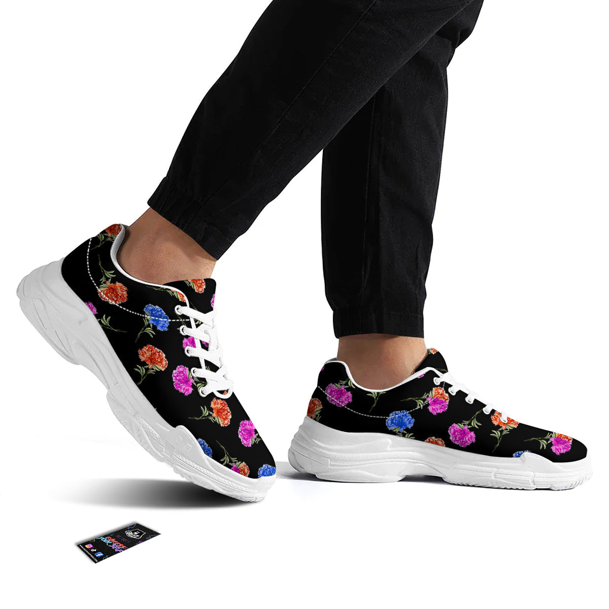 Carnation Watercolor Print Pattern White Chunky Shoes-grizzshop