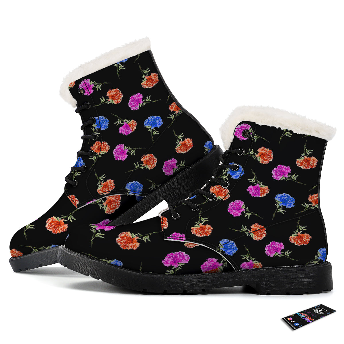 Carnation Watercolor Print Pattern Winter Boots-grizzshop