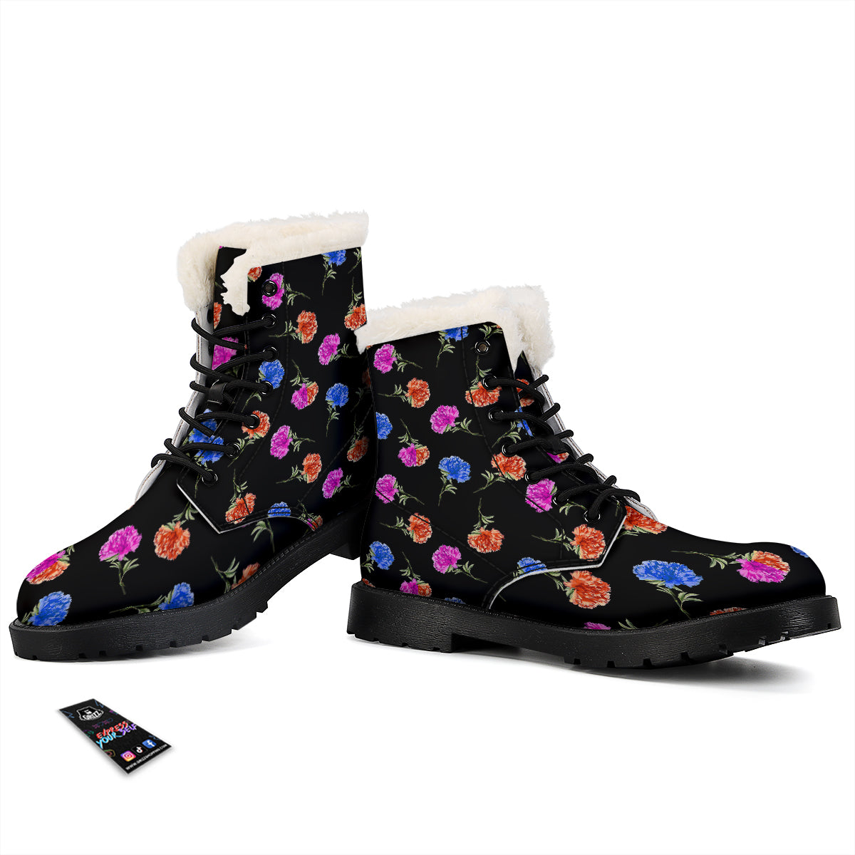 Carnation Watercolor Print Pattern Winter Boots-grizzshop
