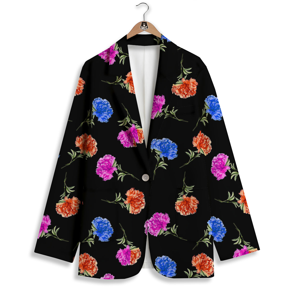 Carnation Watercolor Print Pattern Women's Blazer-grizzshop