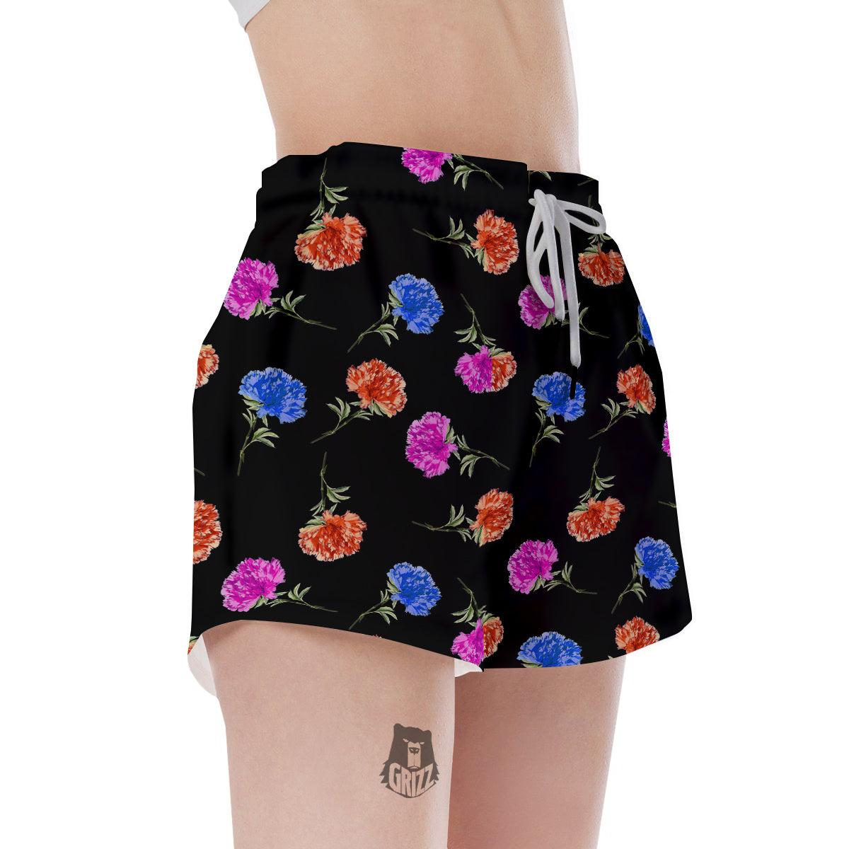 Carnation Watercolor Print Pattern Women's Shorts-grizzshop