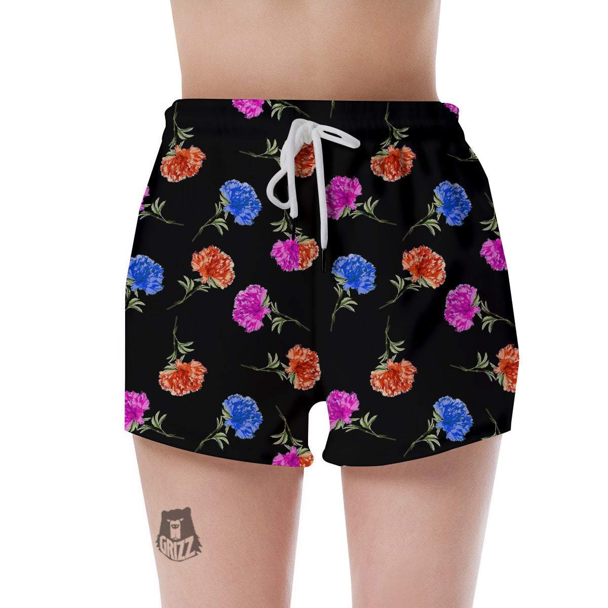 Carnation Watercolor Print Pattern Women's Shorts-grizzshop