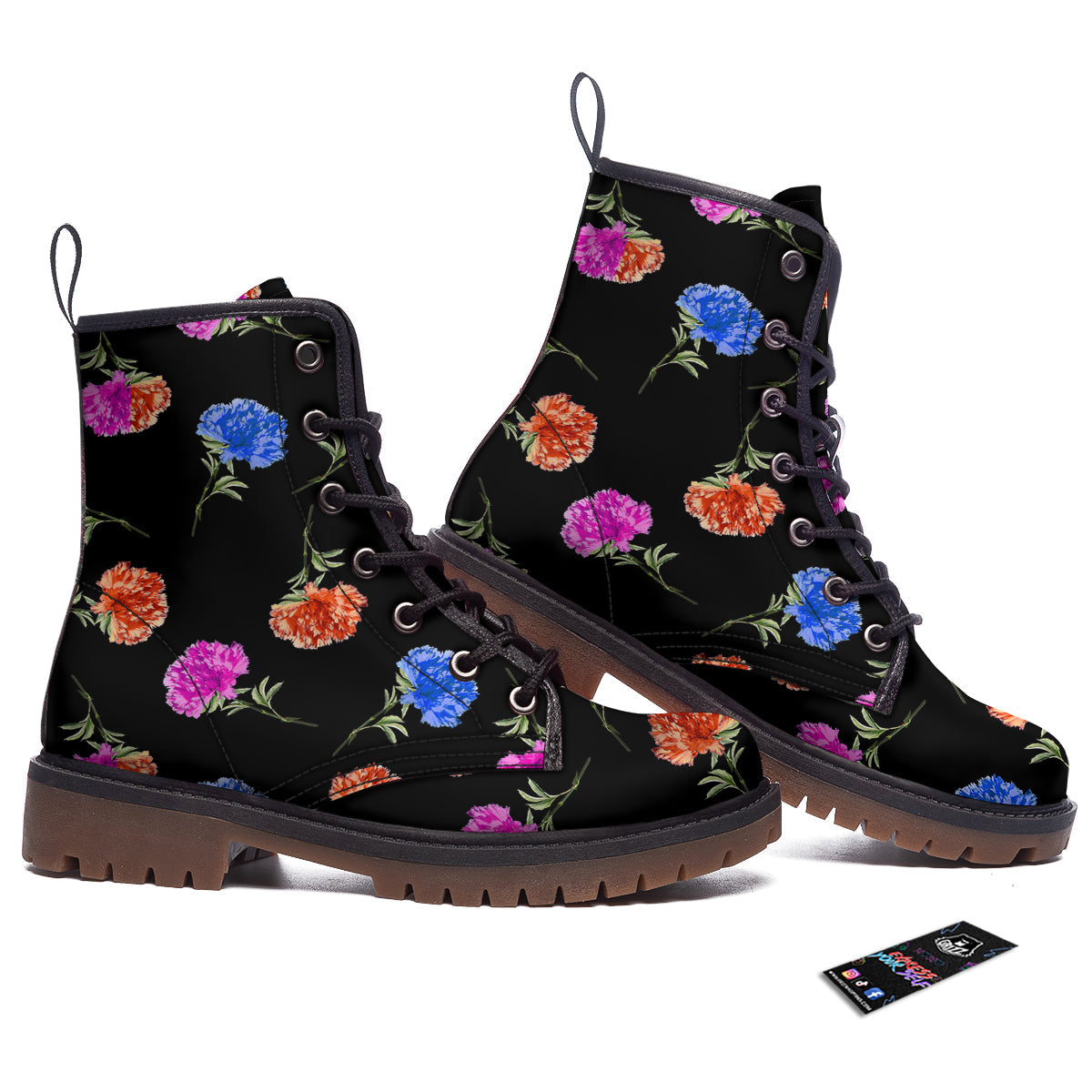 Carnation Watercolor Print Pattern Work Boots-grizzshop