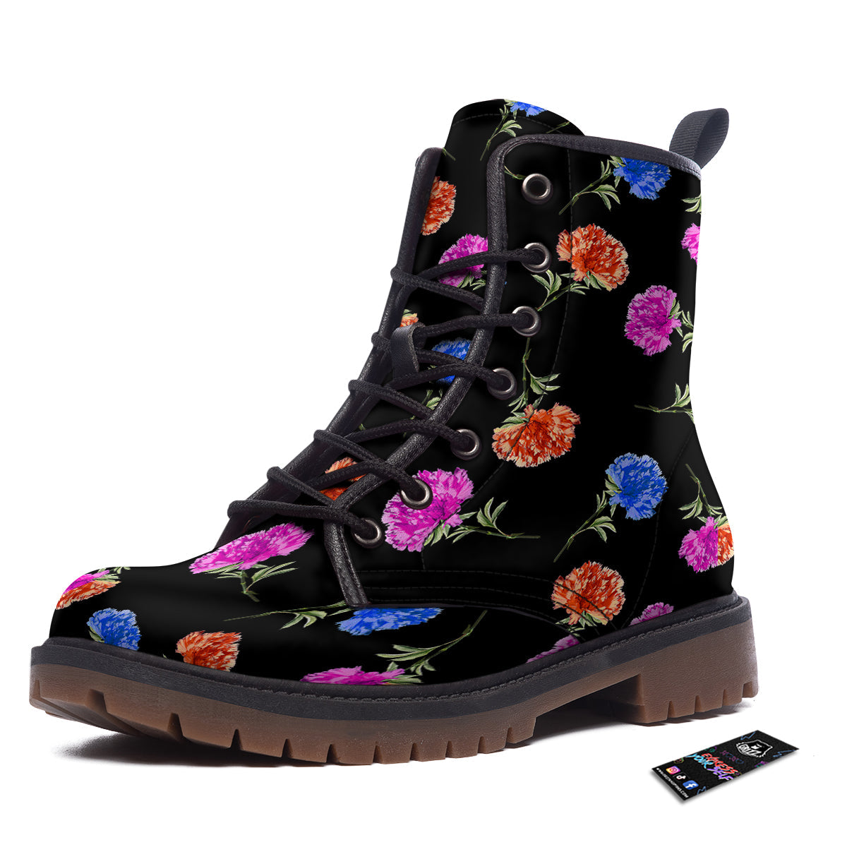 Carnation Watercolor Print Pattern Work Boots-grizzshop