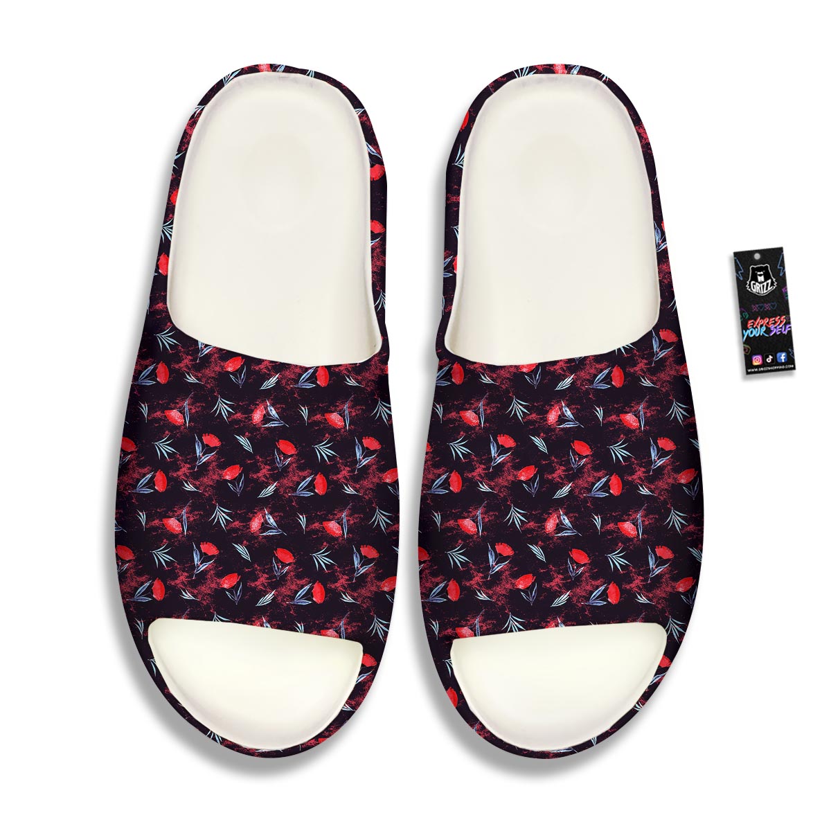 Carnation Black And Red Print Pattern Sandals-grizzshop