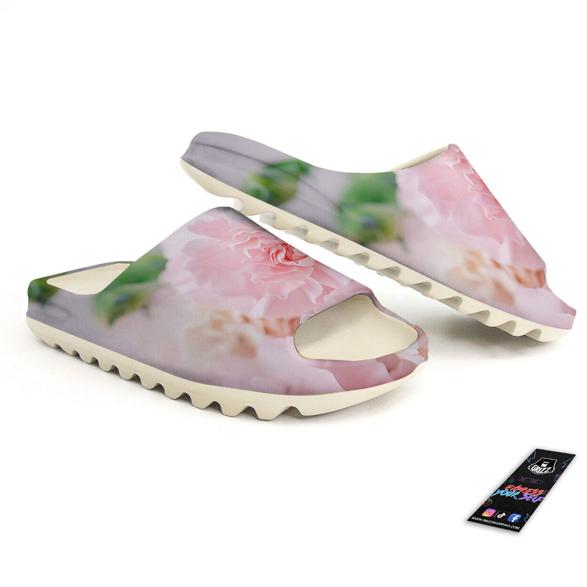 Carnation Flower Pink Print Sandals-grizzshop
