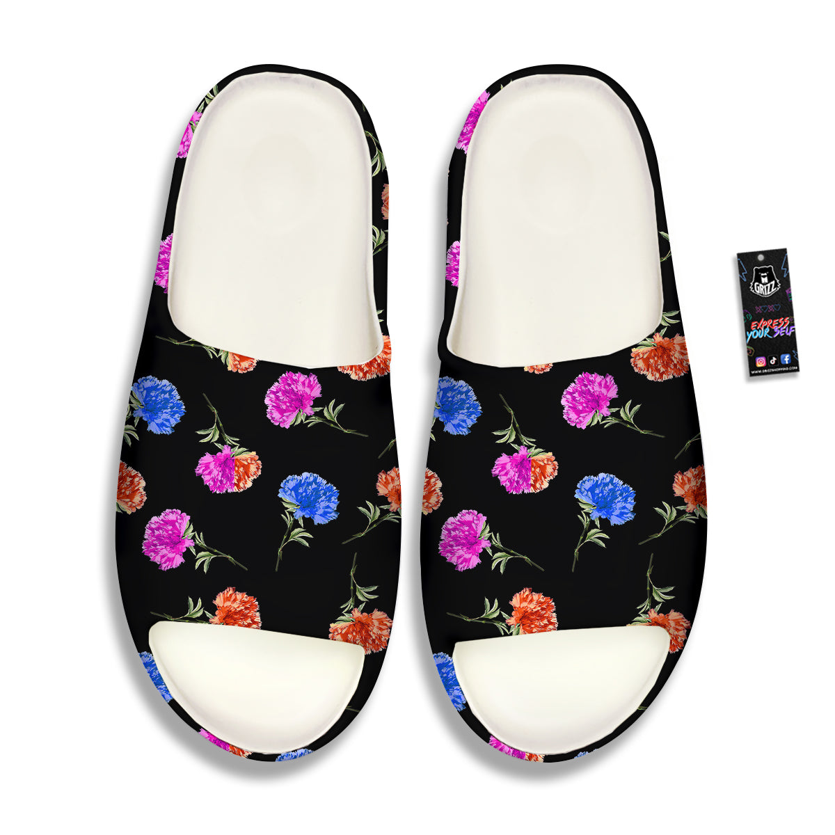 Carnation Watercolor Print Pattern Sandals-grizzshop