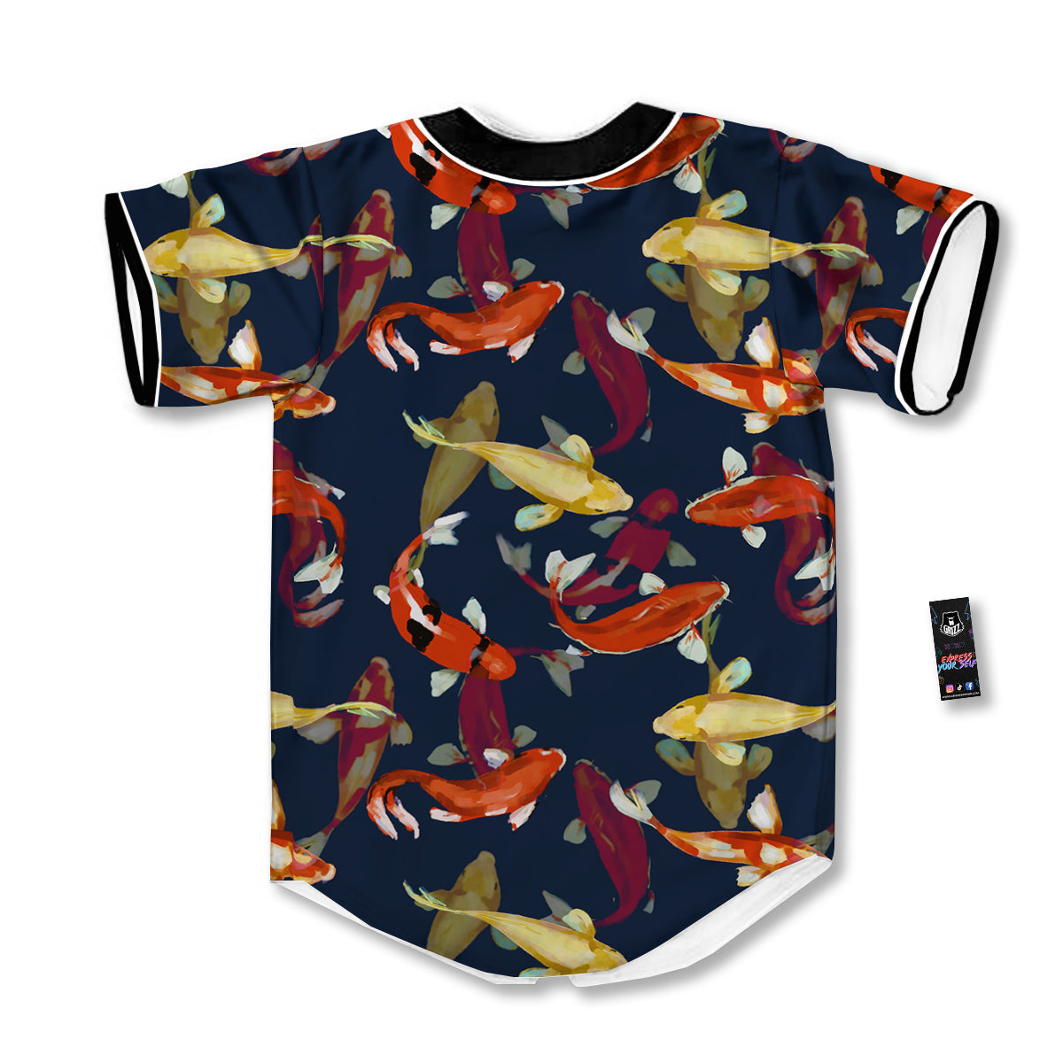 Carp Fish Koi Watercolor Print Pattern Baseball Jersey-grizzshop
