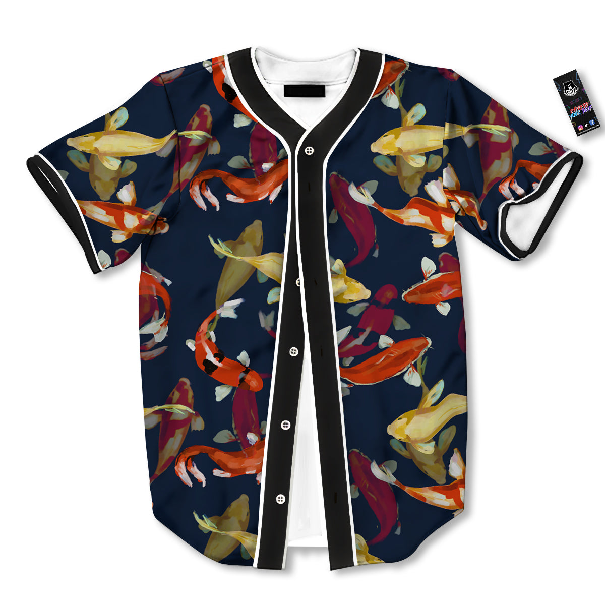 Carp Fish Koi Watercolor Print Pattern Baseball Jersey-grizzshop