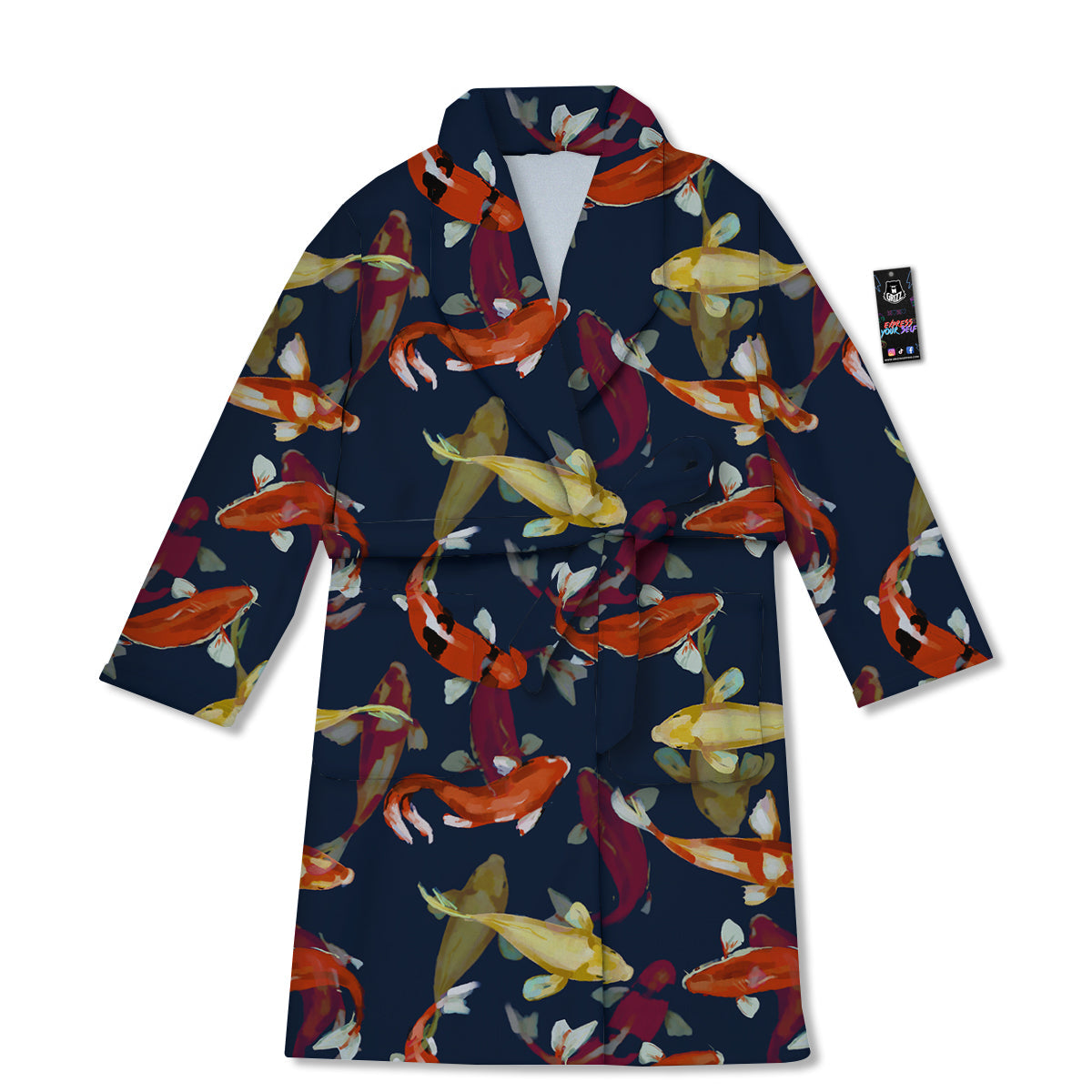 Carp Fish Koi Watercolor Print Pattern Bathrobe-grizzshop