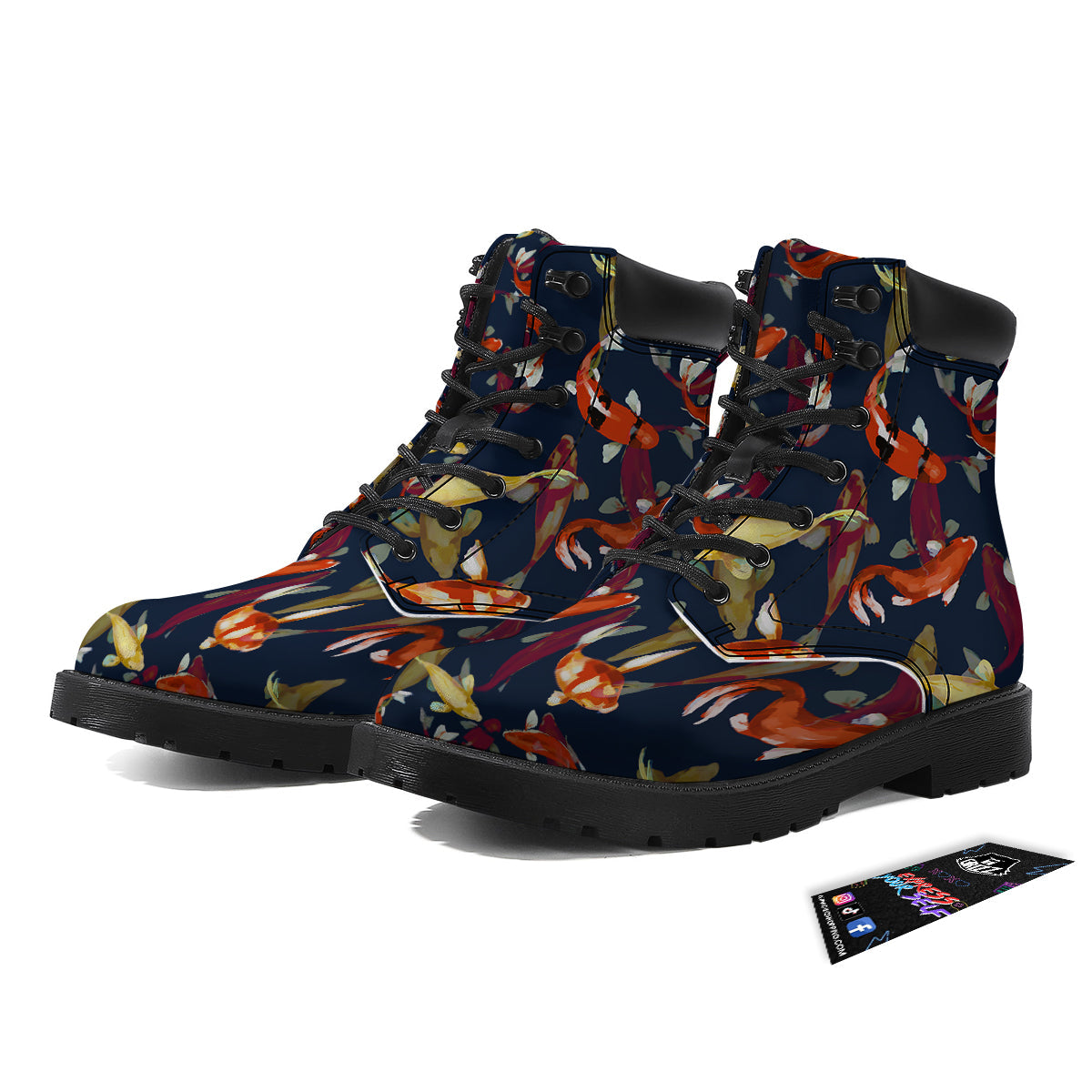 Carp Fish Koi Watercolor Print Pattern Boots-grizzshop