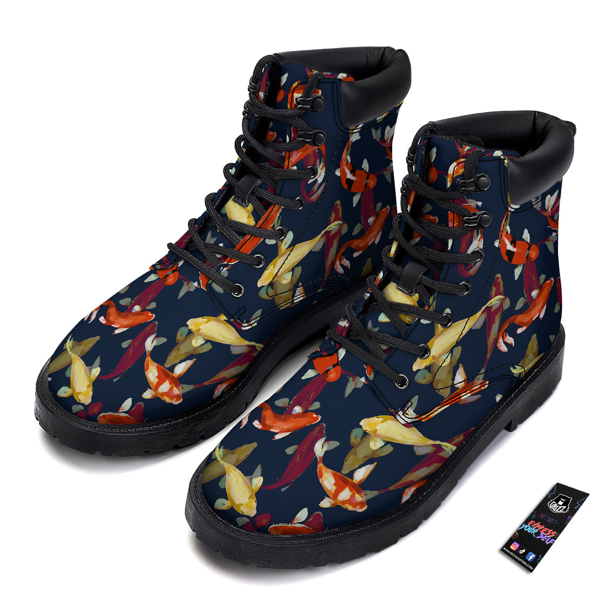 Carp Fish Koi Watercolor Print Pattern Boots-grizzshop