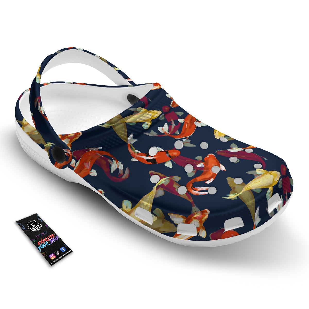 Carp Fish Koi Watercolor Print Pattern Clog-grizzshop