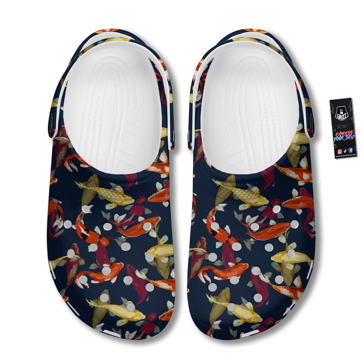 Carp Fish Koi Watercolor Print Pattern Clog-grizzshop