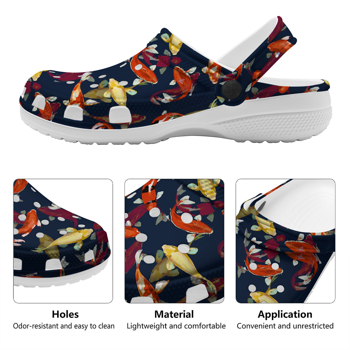 Carp Fish Koi Watercolor Print Pattern Clog-grizzshop