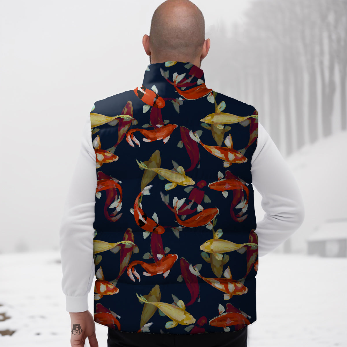 Carp Fish Koi Watercolor Print Pattern Down Vest