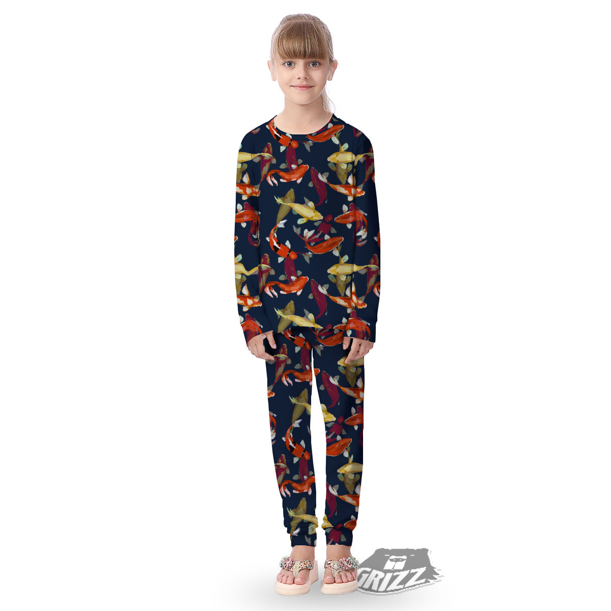 Carp Fish Koi Watercolor Print Pattern Kid's Pajamas-grizzshop
