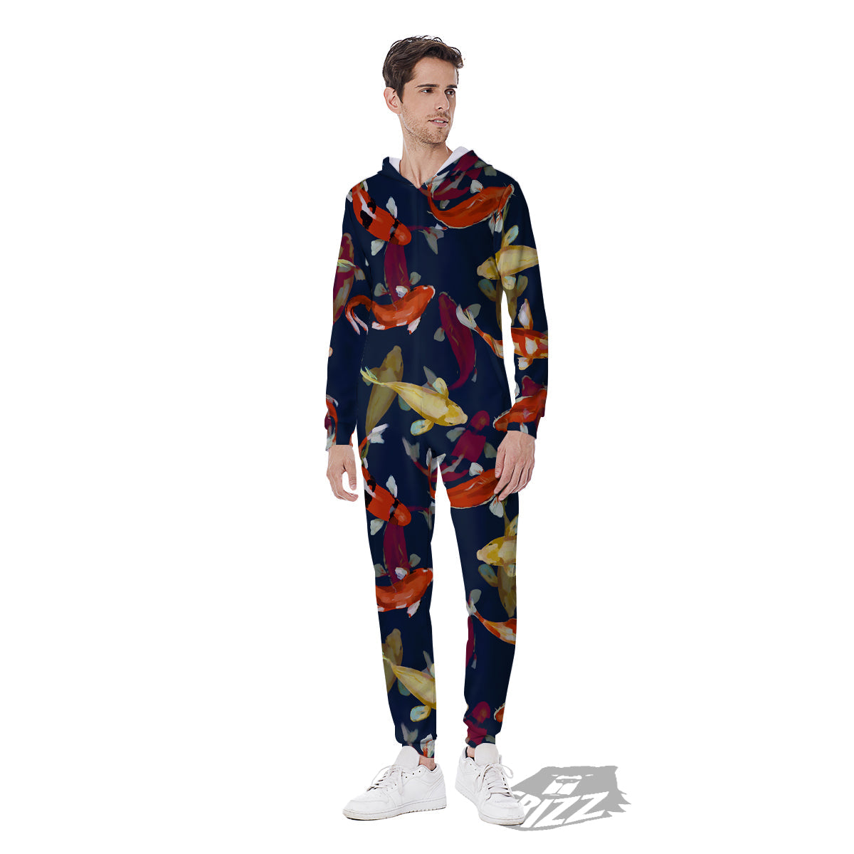 Carp Fish Koi Watercolor Print Pattern Men's Jumpsuit-grizzshop