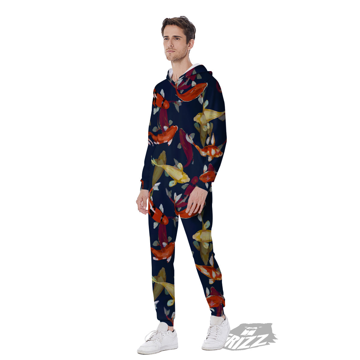 Carp Fish Koi Watercolor Print Pattern Men's Jumpsuit-grizzshop