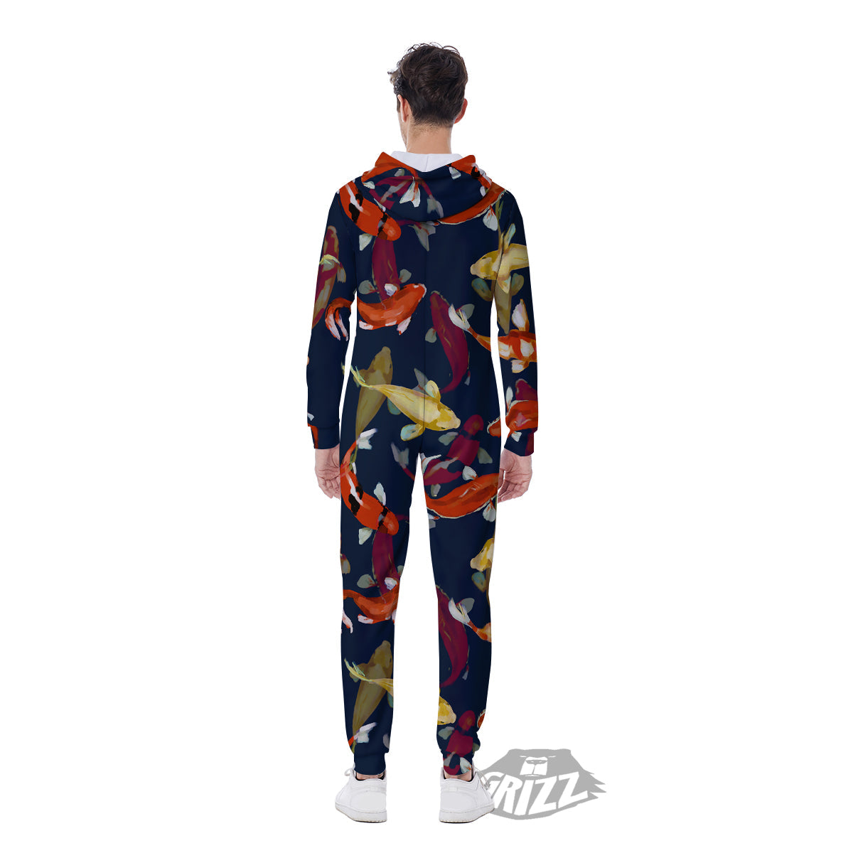 Carp Fish Koi Watercolor Print Pattern Men's Jumpsuit-grizzshop